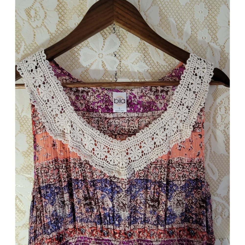 Bila Asymmetrical Dress with Pink and Purple Patterns - Picture 6 of 6